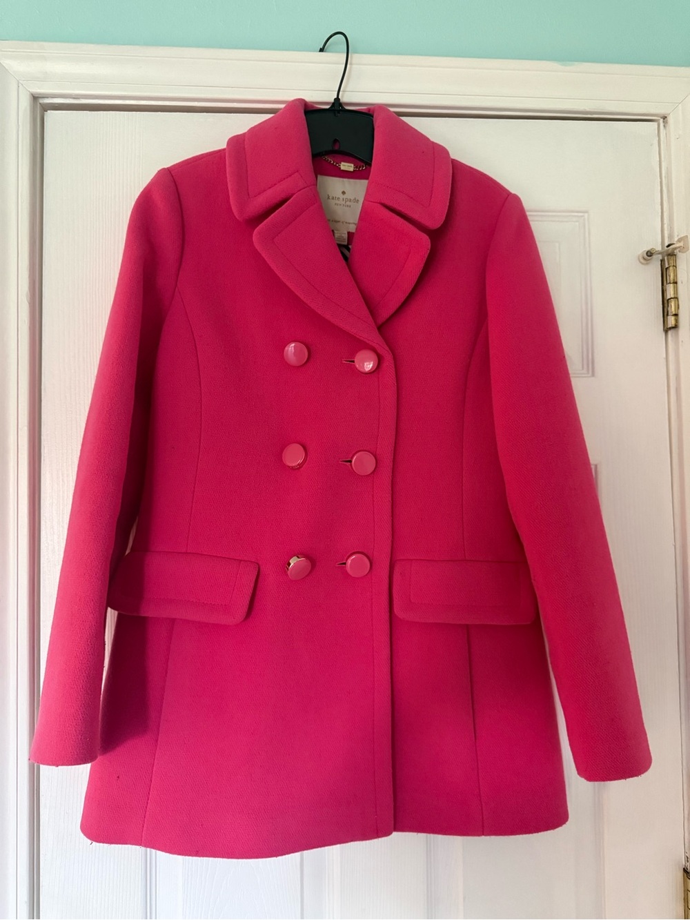Kate Spade Women's Pink Double-Breasted Peacoat